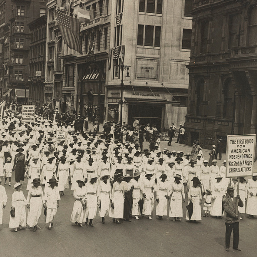 Black and white image of Silent March from 1917