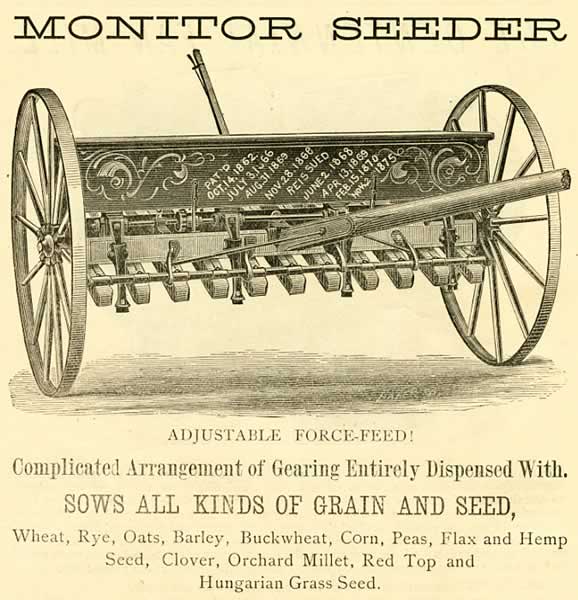 Advertisement for a seeder, 1880.
