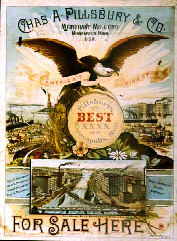 Color advertisement for Pillsury's Best flour, ca. 1890.