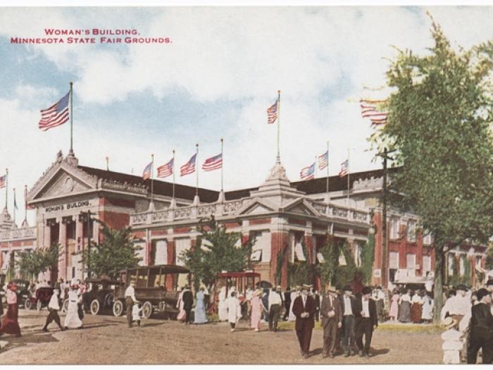 Colored postcard of the Minnesota State Fair.
